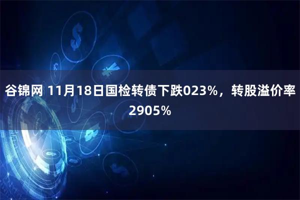 谷锦网 11月18日国检转债下跌023%，转股溢价率2905%